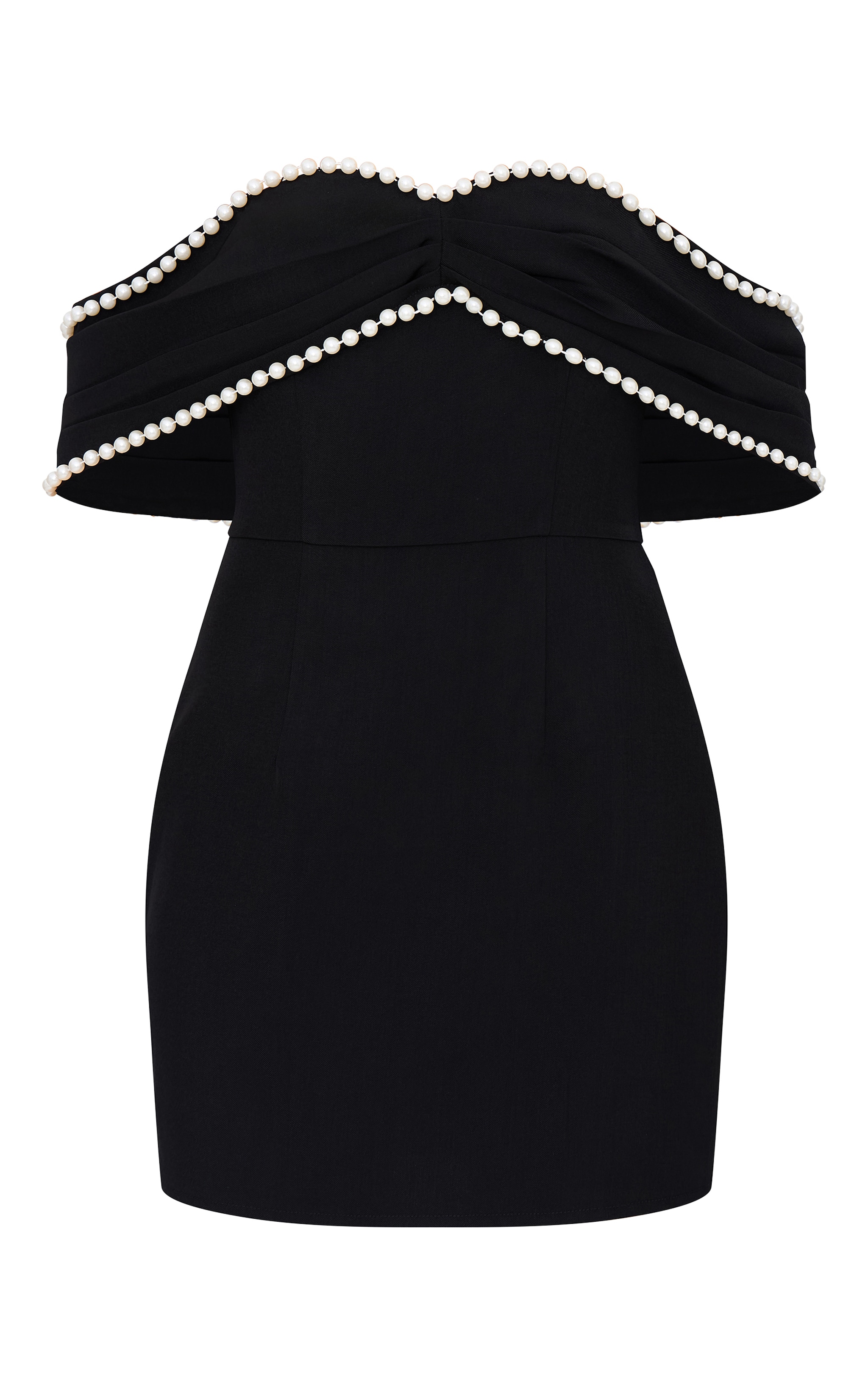 Black Pearl Detail Bardot Bow Bodycon Dress image 5