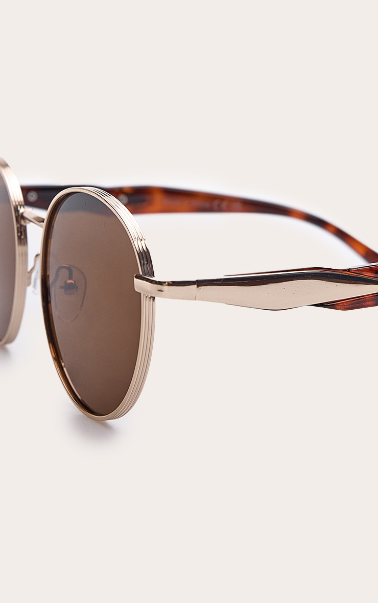 Gold Metal Frame Round Sunglasses image 4