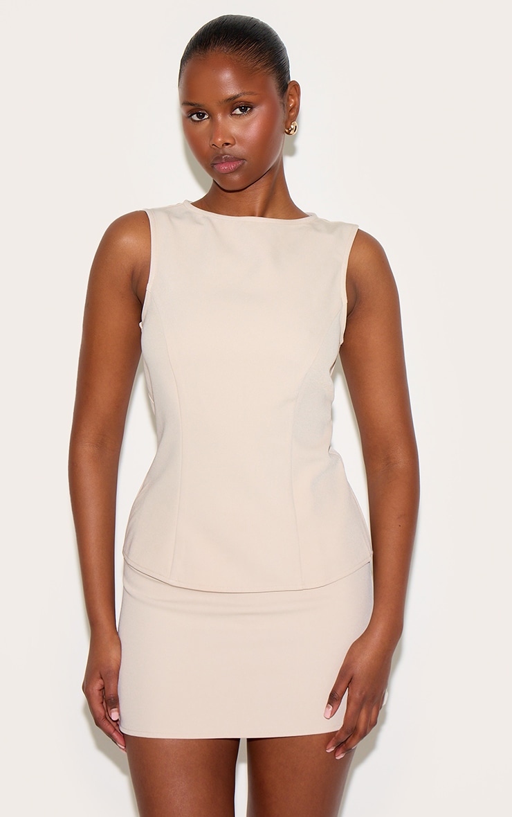 Sand Woven Mid Rise Mini Skirt image 1