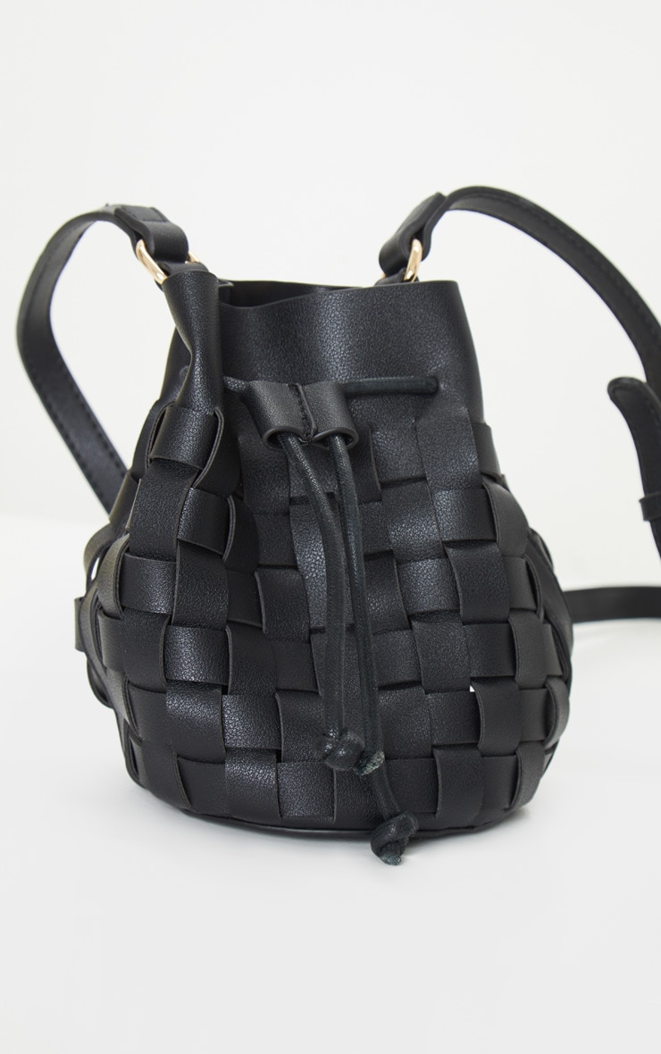 Black Weave Cross Body Bag