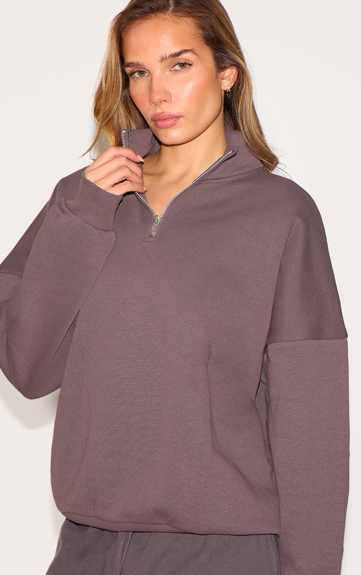 Sweat oversize deluxe gris anthracite à col montant et zip image 4