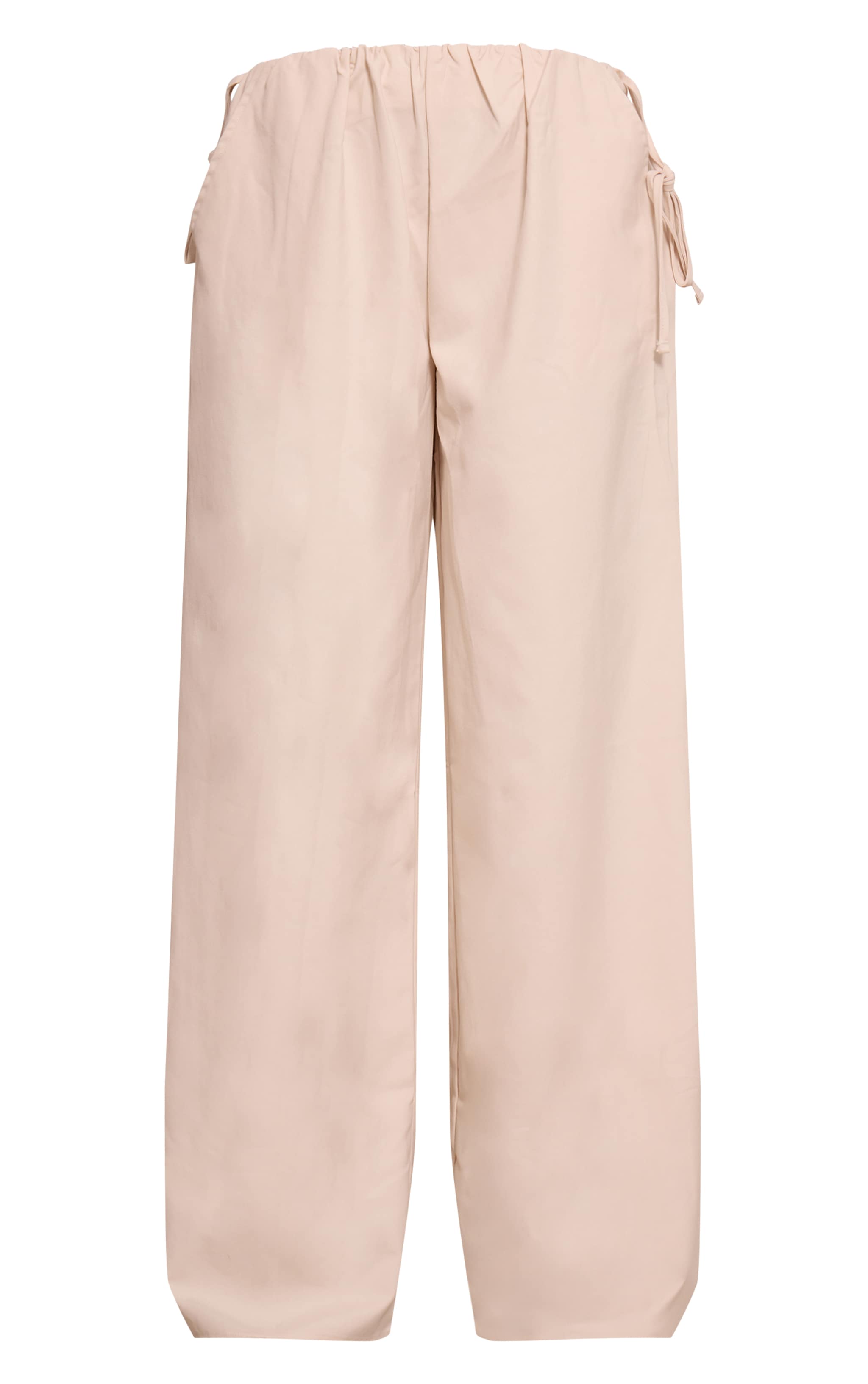 Cream Woven Side Tie Detail Wide Leg Pants image 5