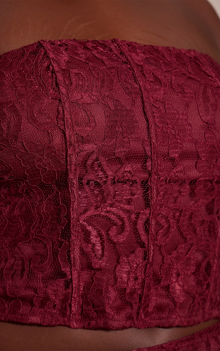 Plus Top corset bustier en dentelle rouge vin à lisérés structurants image 4