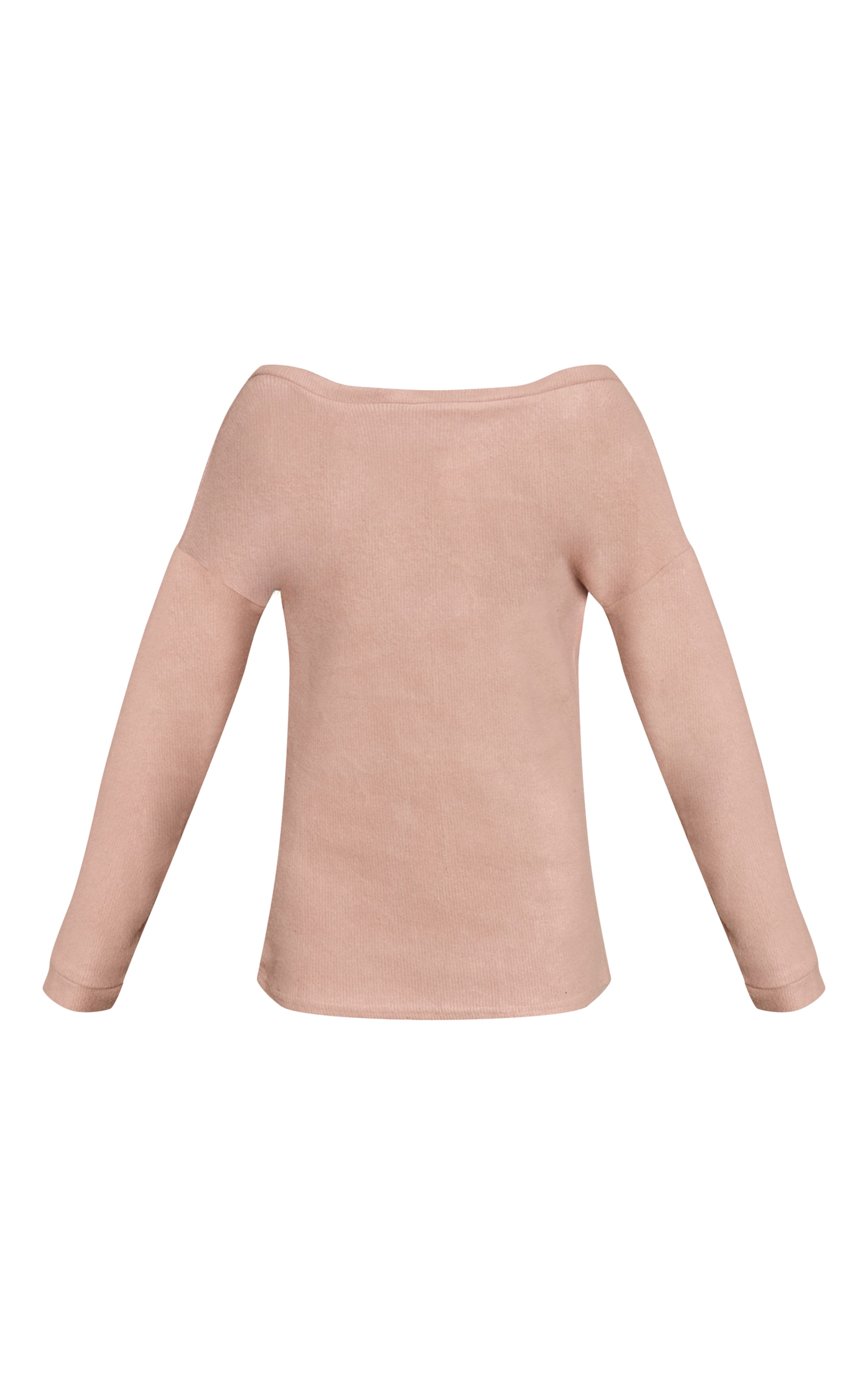 Mini robe brossée taupe à dos en V et manches longues image 5