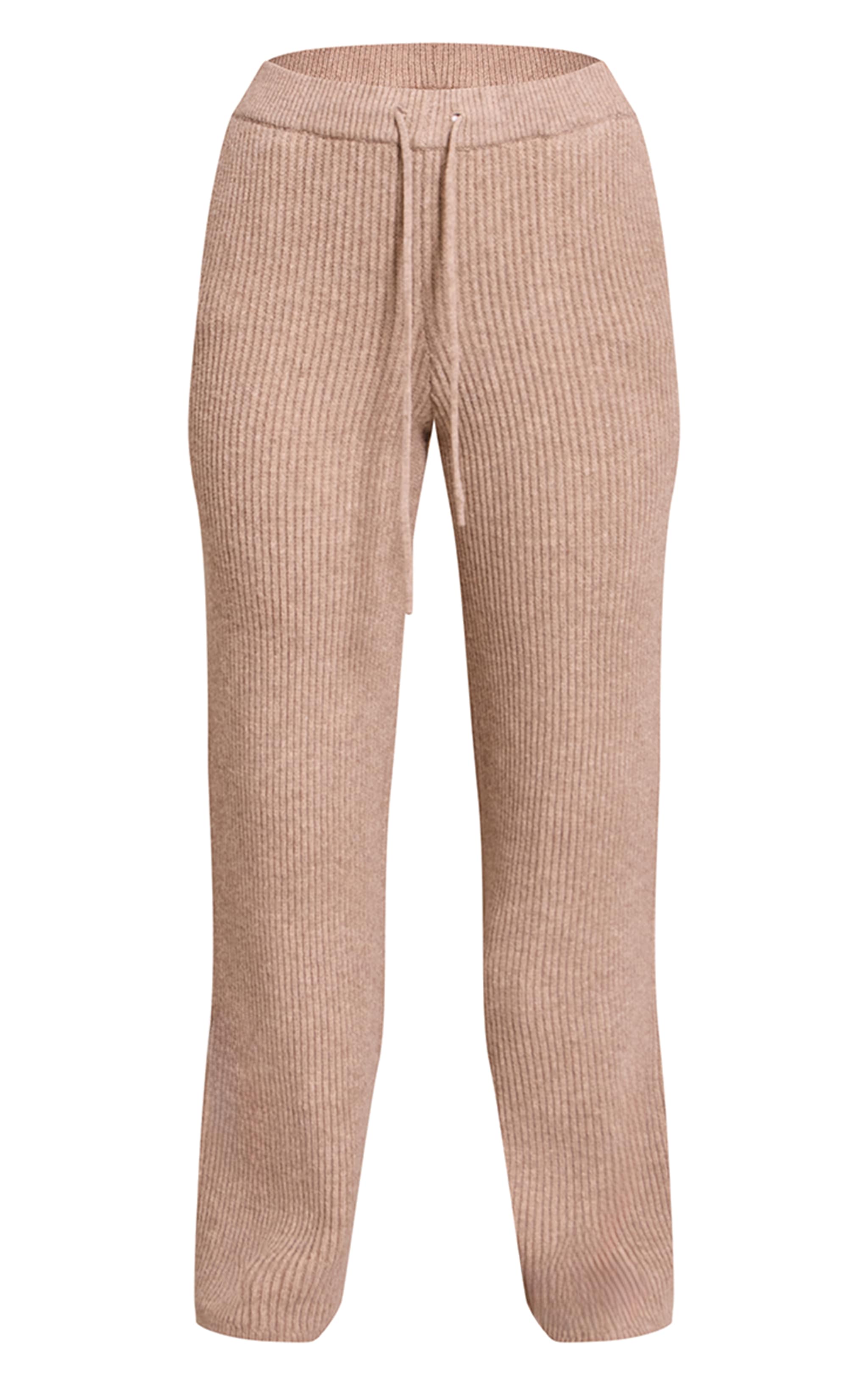 Taupe Brushed Rin Knit Draw String Pant image 5