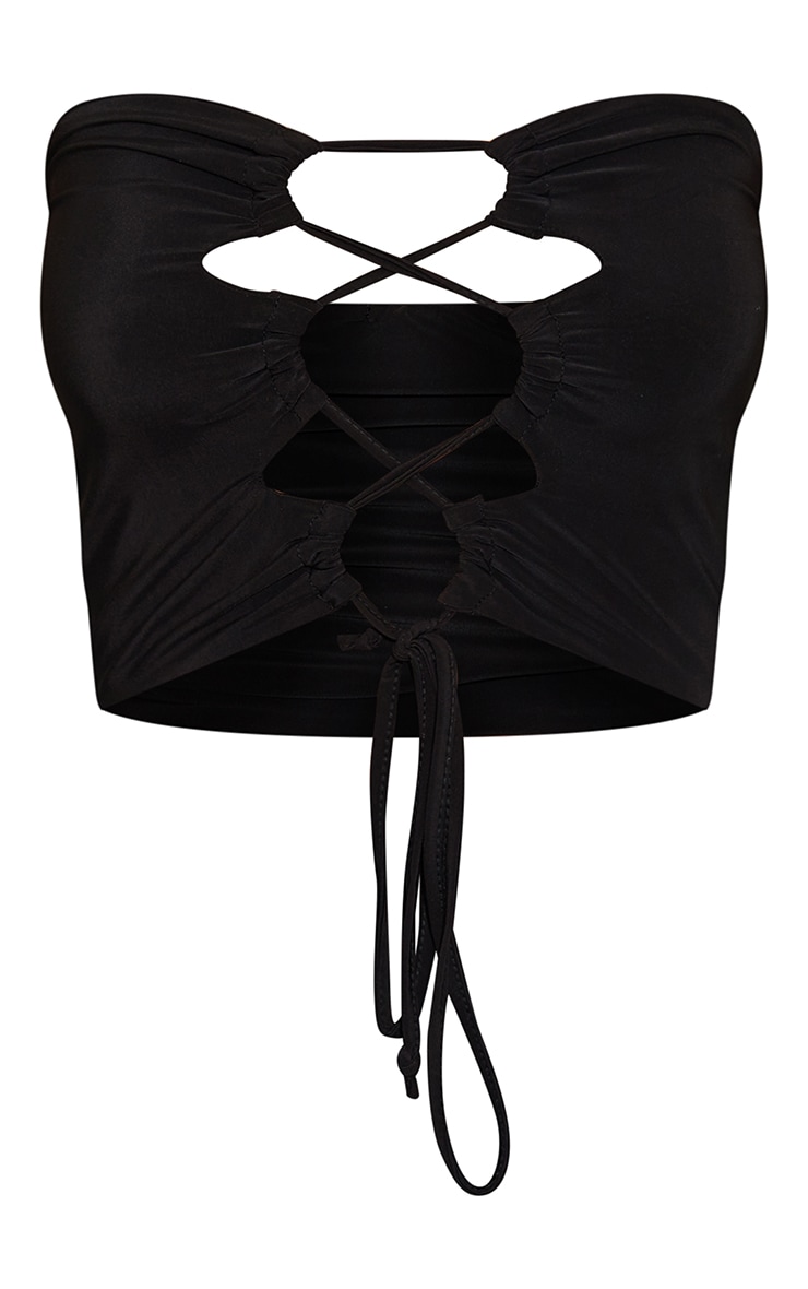 Haut à noeud Ava Slinky en noir. Vintage Chic for