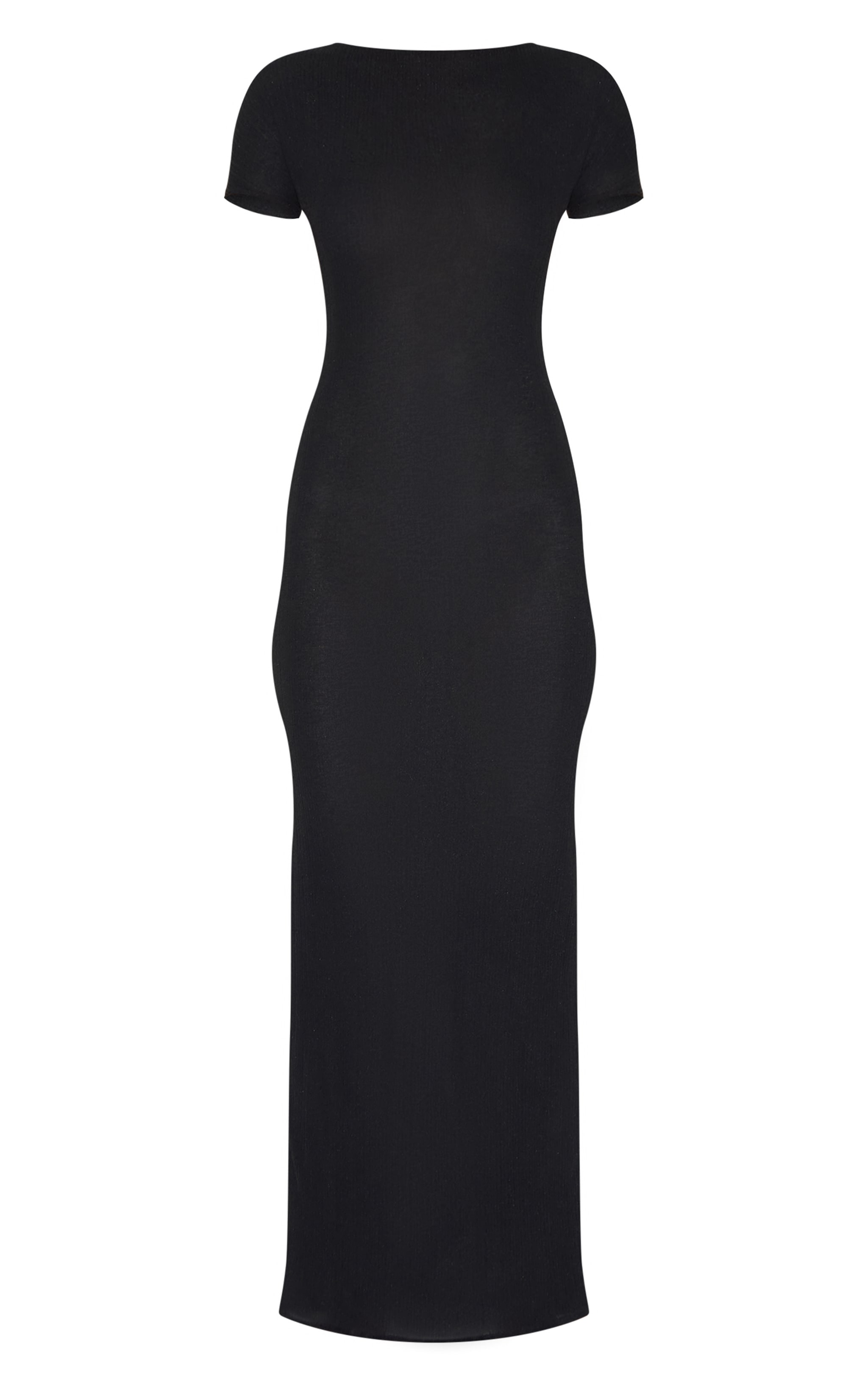 Black Textured Cap Sleeve Maxi Dress image 5