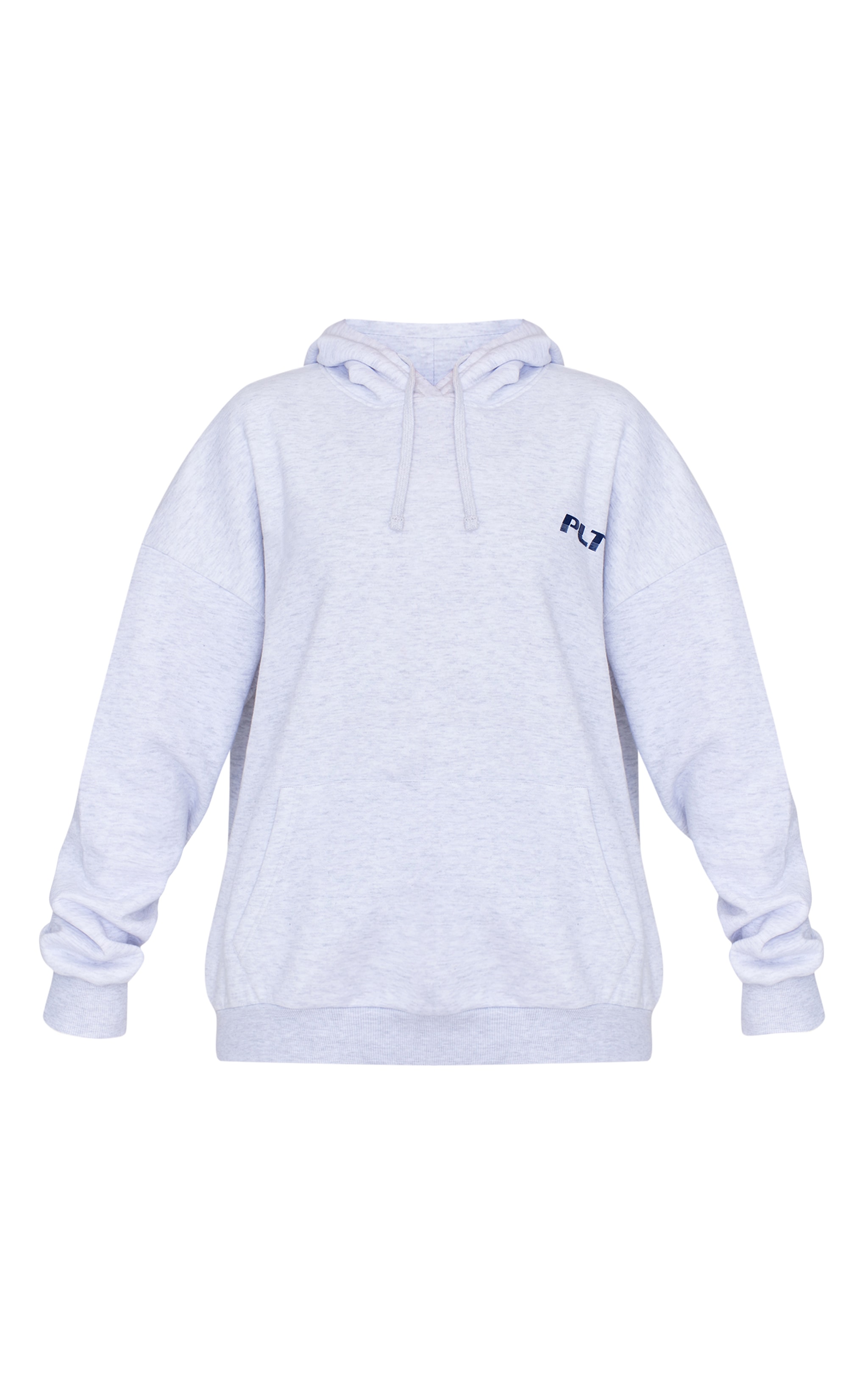 PRETTYLITTLETHING Tall Grey Marl Logo Oversized Hoodie image 5