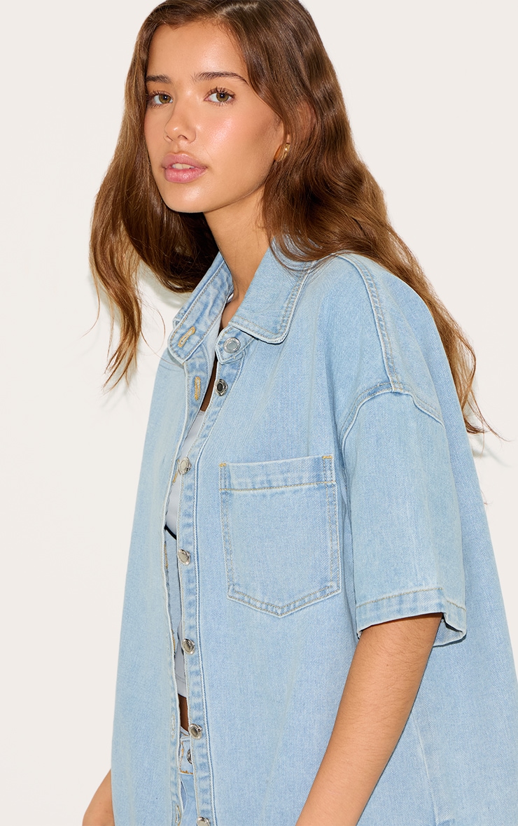 売れ筋商品|||トム テイラー デニム シャツ レディース トップス BOXY SHIRT WITH POCKET - Button-down blouse - mid blue/white TOM TAILOR DENIM BOXY SHIRT WITH POCKET - Button-down blouse