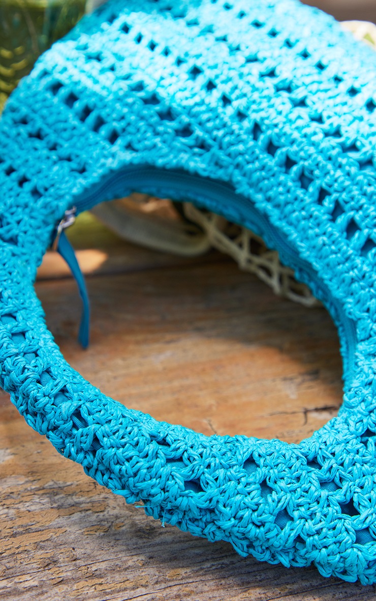 Blue Mini Raffia Hand Bag | Accessories | PrettyLittleThing USA