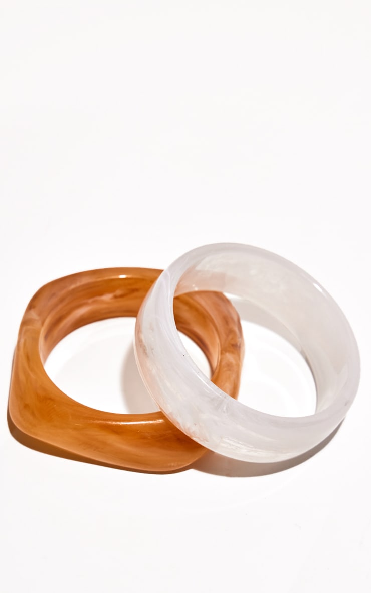 Cream Resin Bangle Set image 2