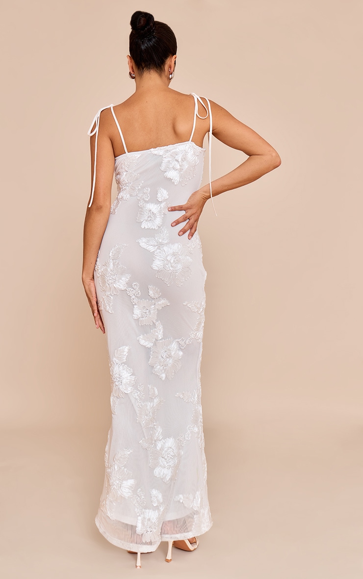 Petite White Flower Detail Maxi Dress image 2