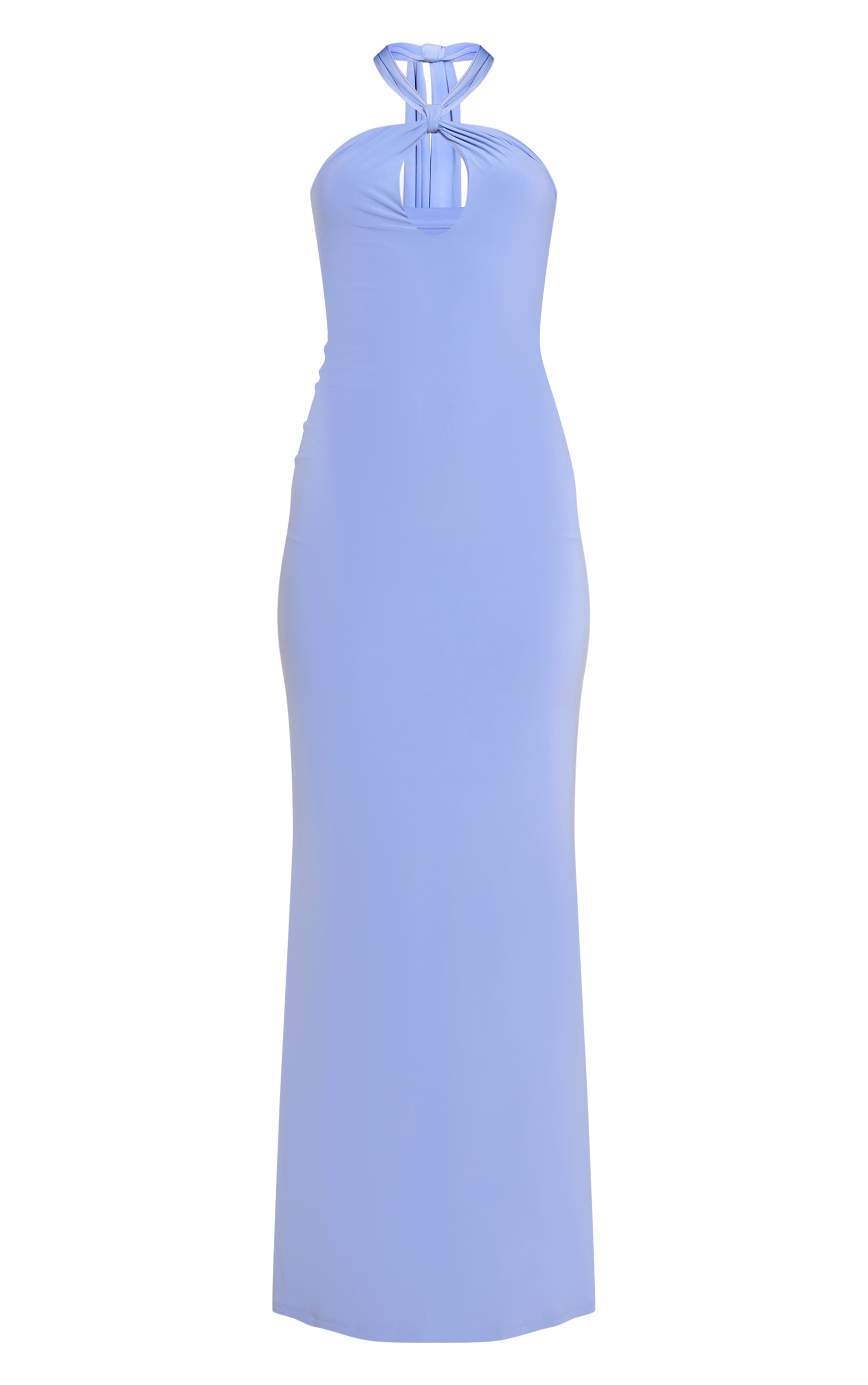 Blue Slinky Keyhole Detail Sleeveless Maxi Dress image 5