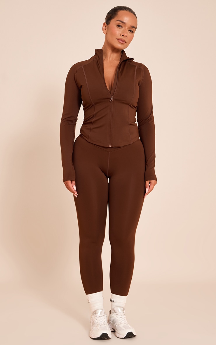 Shape Chocolate Sculpt Seam Detail Long Sleeve Zip Front Jacket image 3