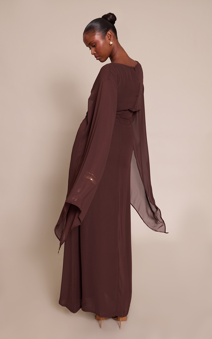 Chocolate Cape Detail Maxi Dress image 2