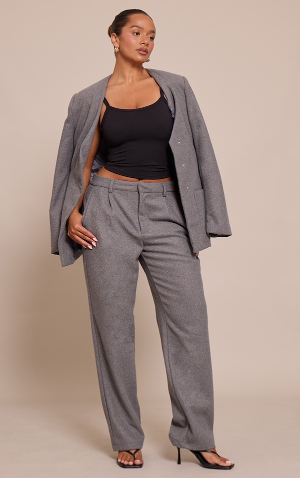 Shape Charcoal Wool-Look Wide Leg Pants