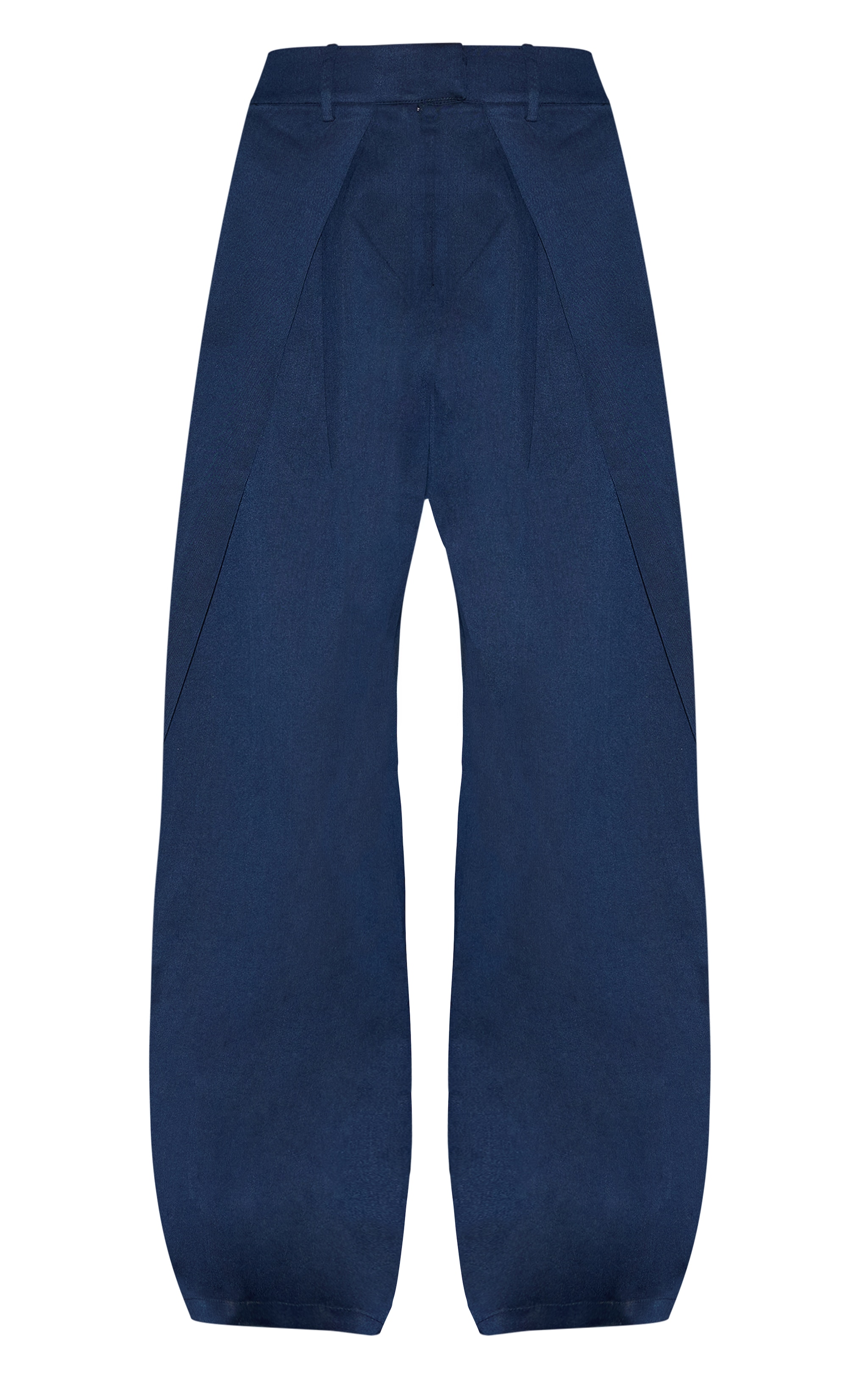 Navy Woven Pleat Detail Wide Leg Tailored Pants image 5