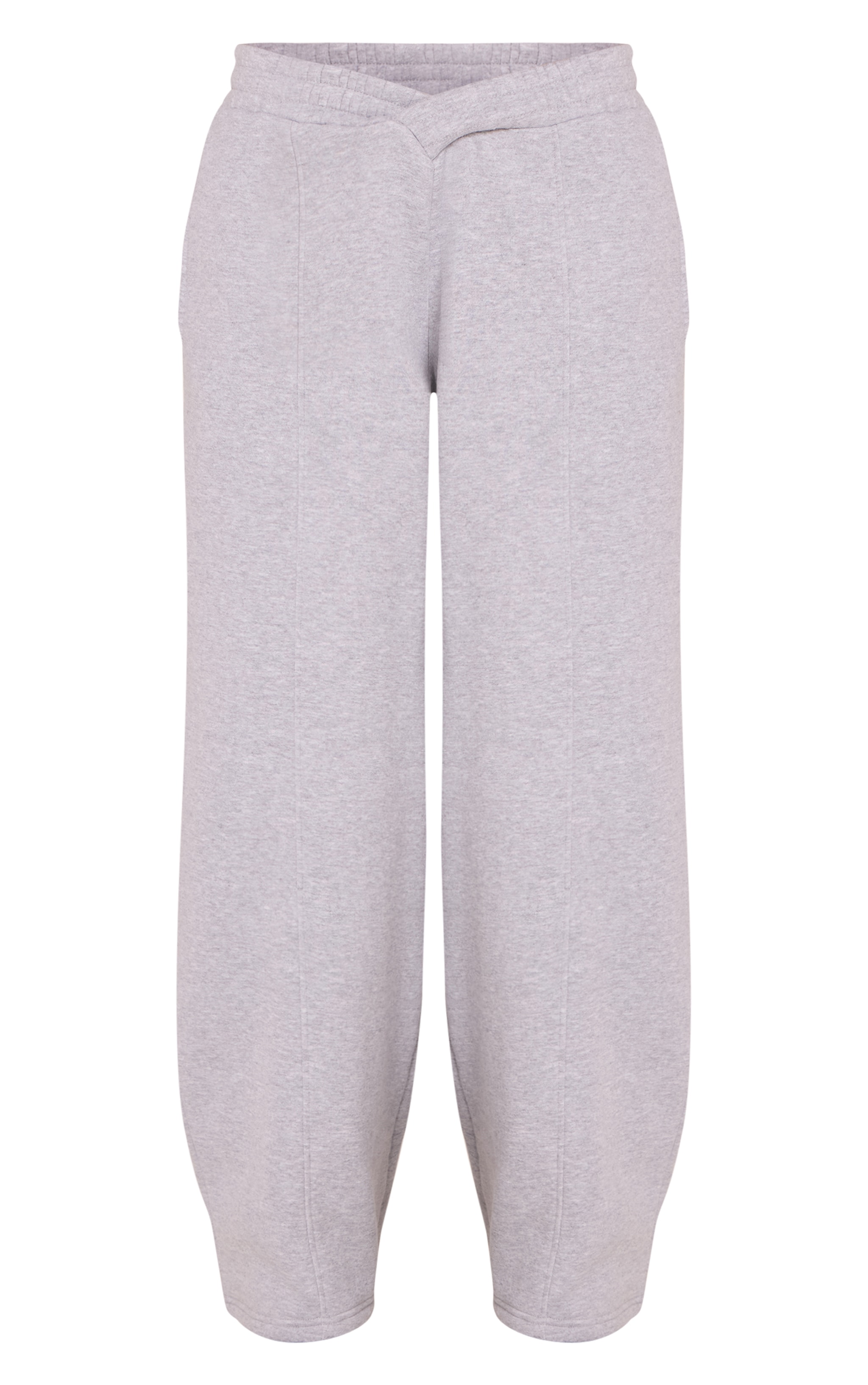 Grey Marl Cotton Fleece Cross Waist Sweatpants image 5
