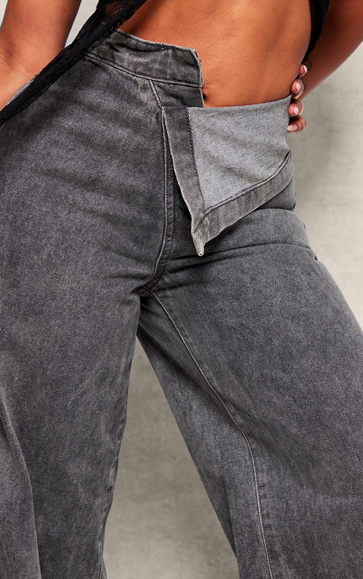 Shape Light Grey Foldover Waist Wide Leg Jeans | Shape