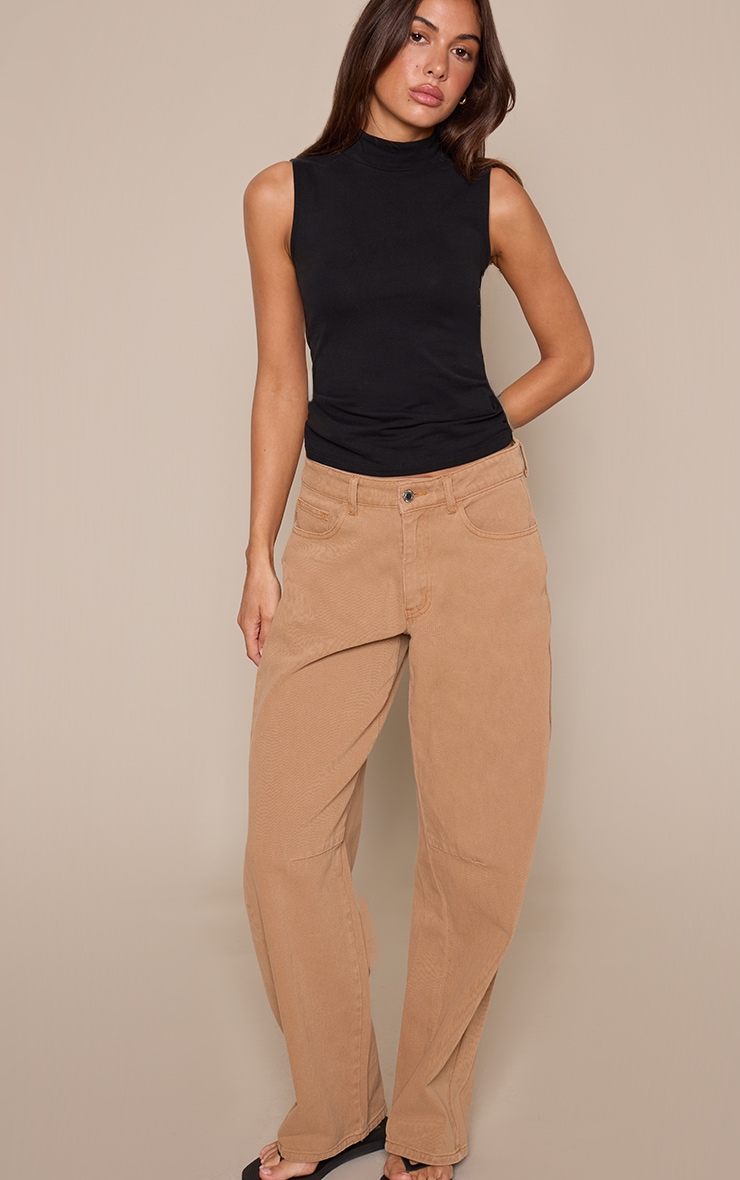 Black Soft Cotton High Neck Sleeveless Vest Top  image 3