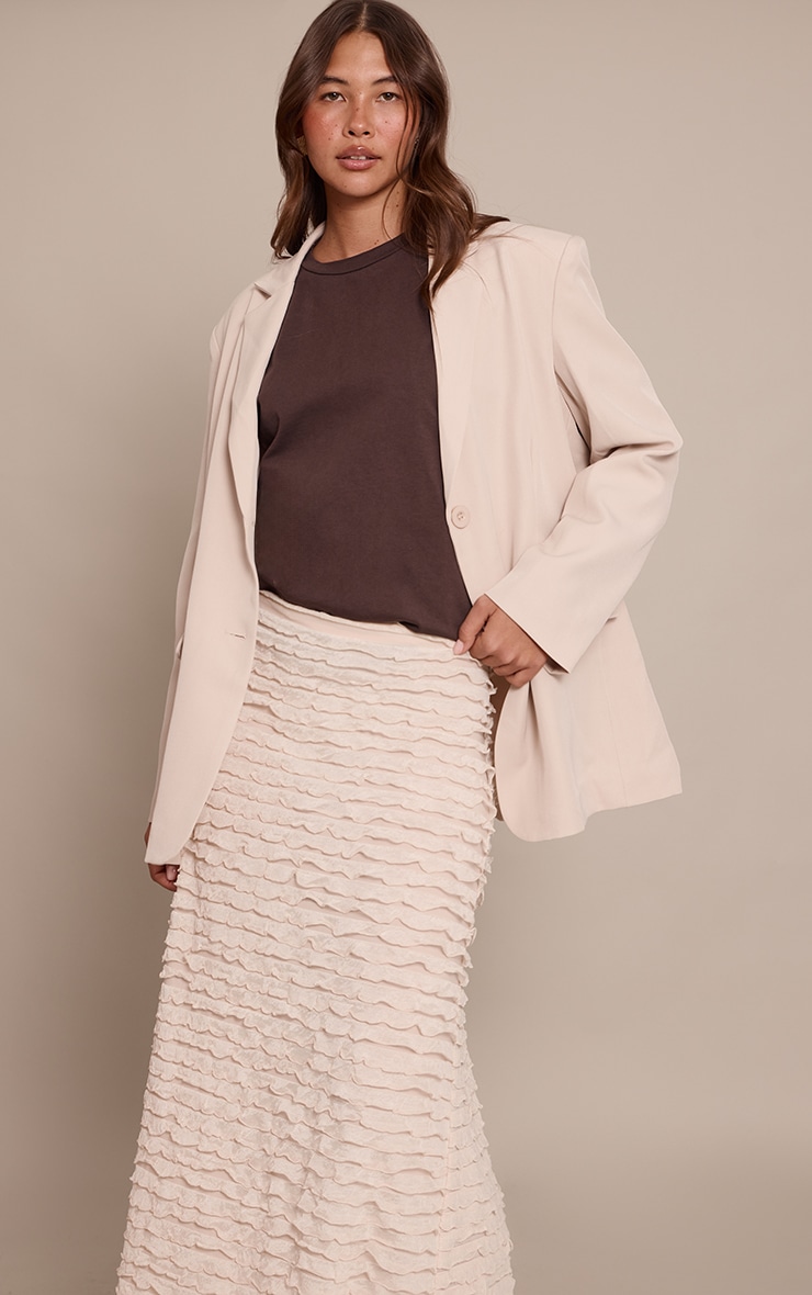 Cream Extreme Ruffle Floaty Maxi Skirt image 4