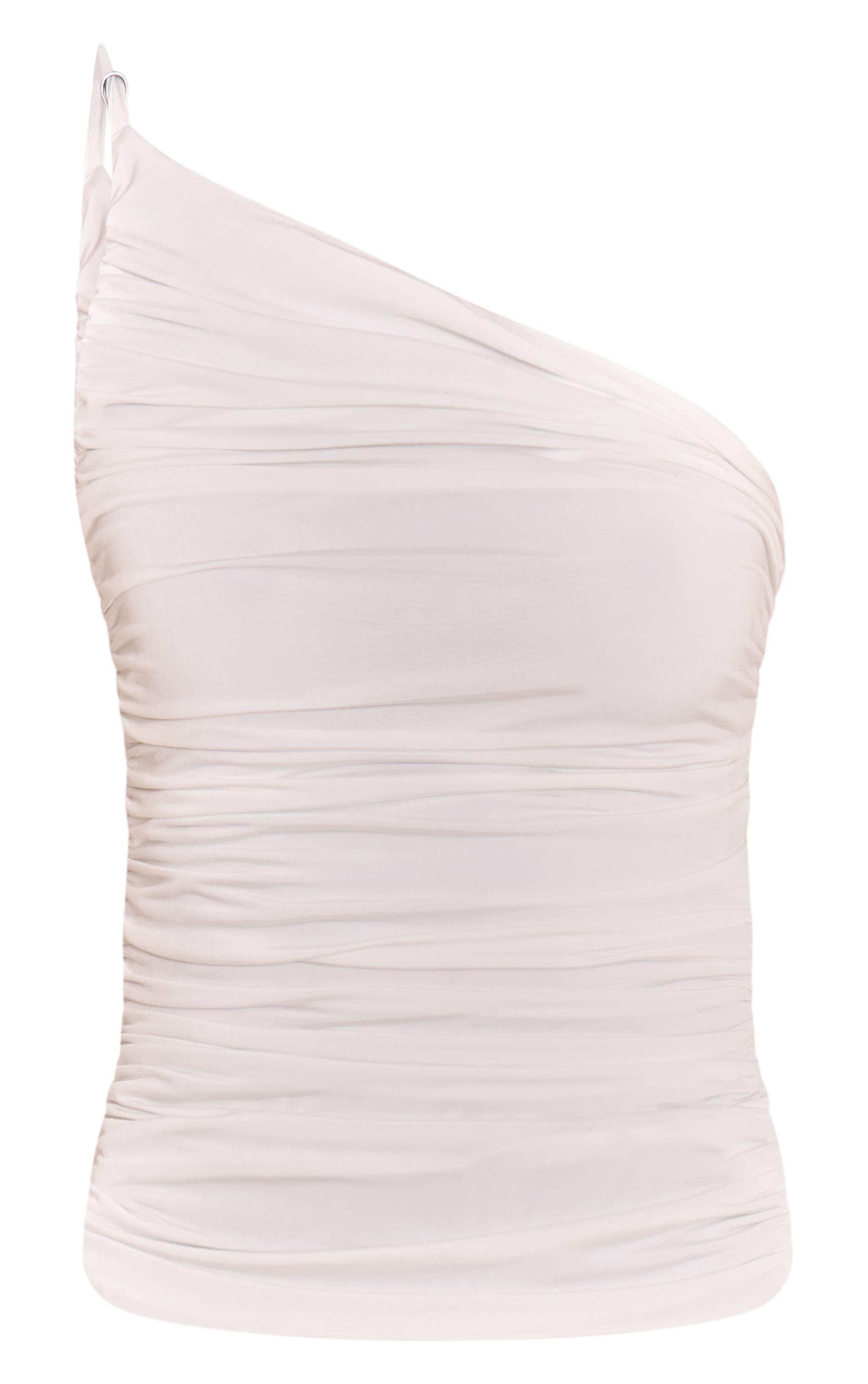 Cream Slinky Trim Shoulder Detail Long Top image 5