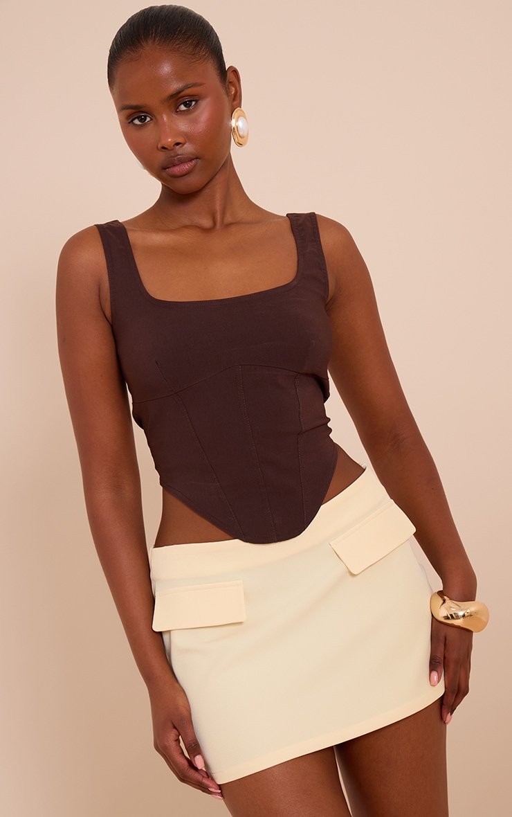 Lemon Pocket Detail Structured Tailored Woven Mini Skirt image 1