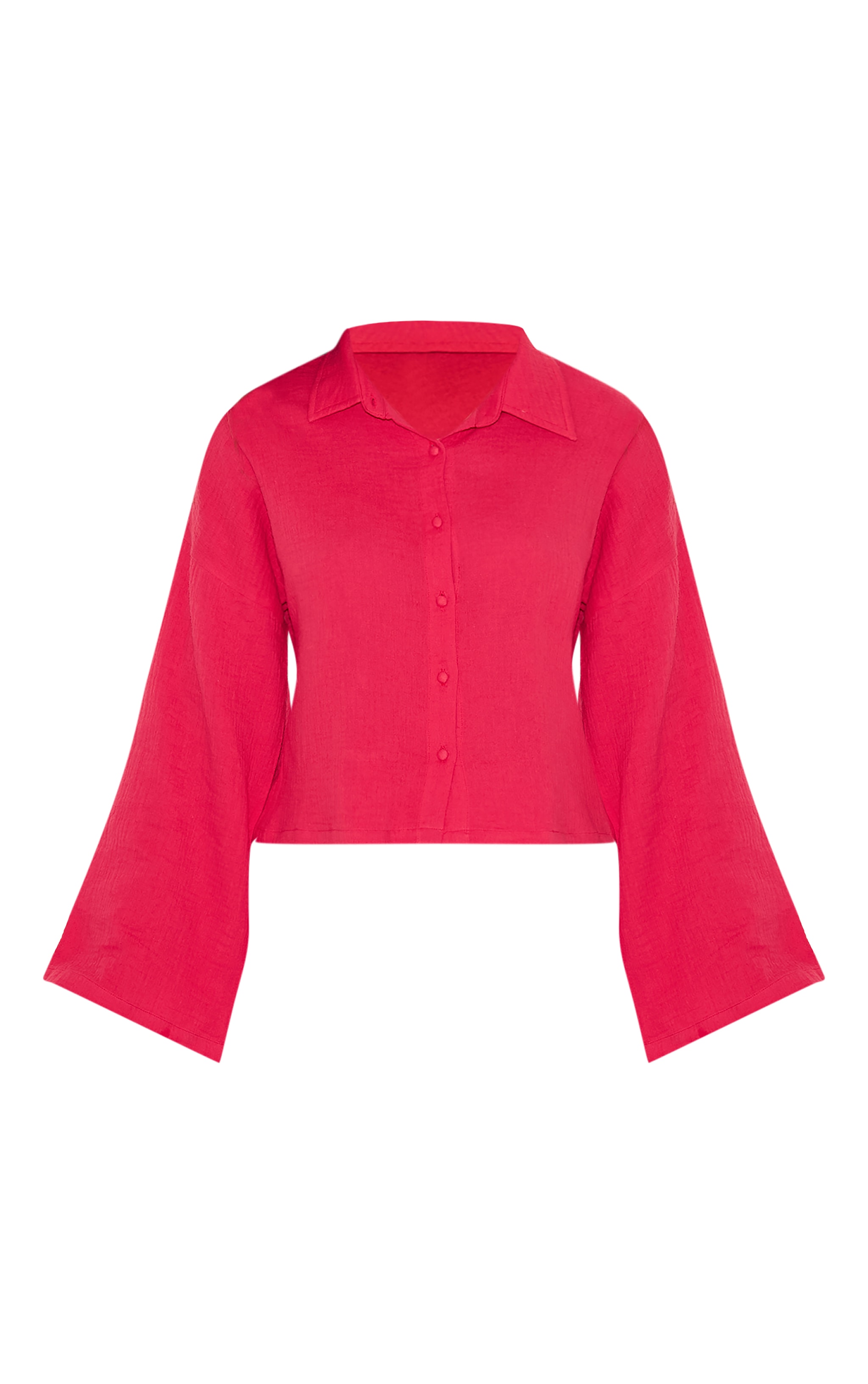 Tomato Red Oversized Button Up Shirt image 5