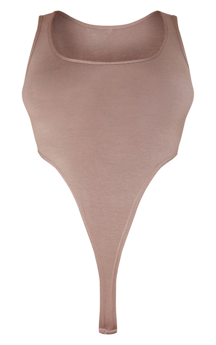 Mocha Scoop Neck High Leg Bodysuit image 1