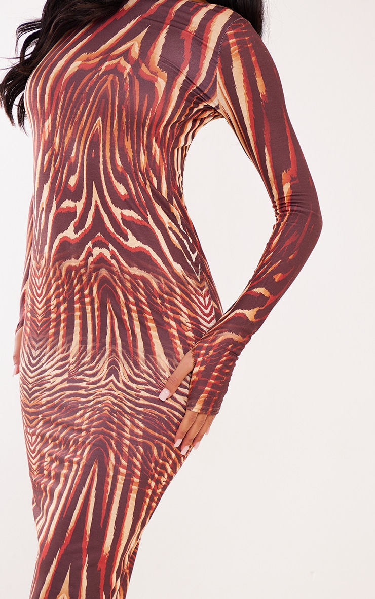 Brown Tiki Tiger Pencil Dress
