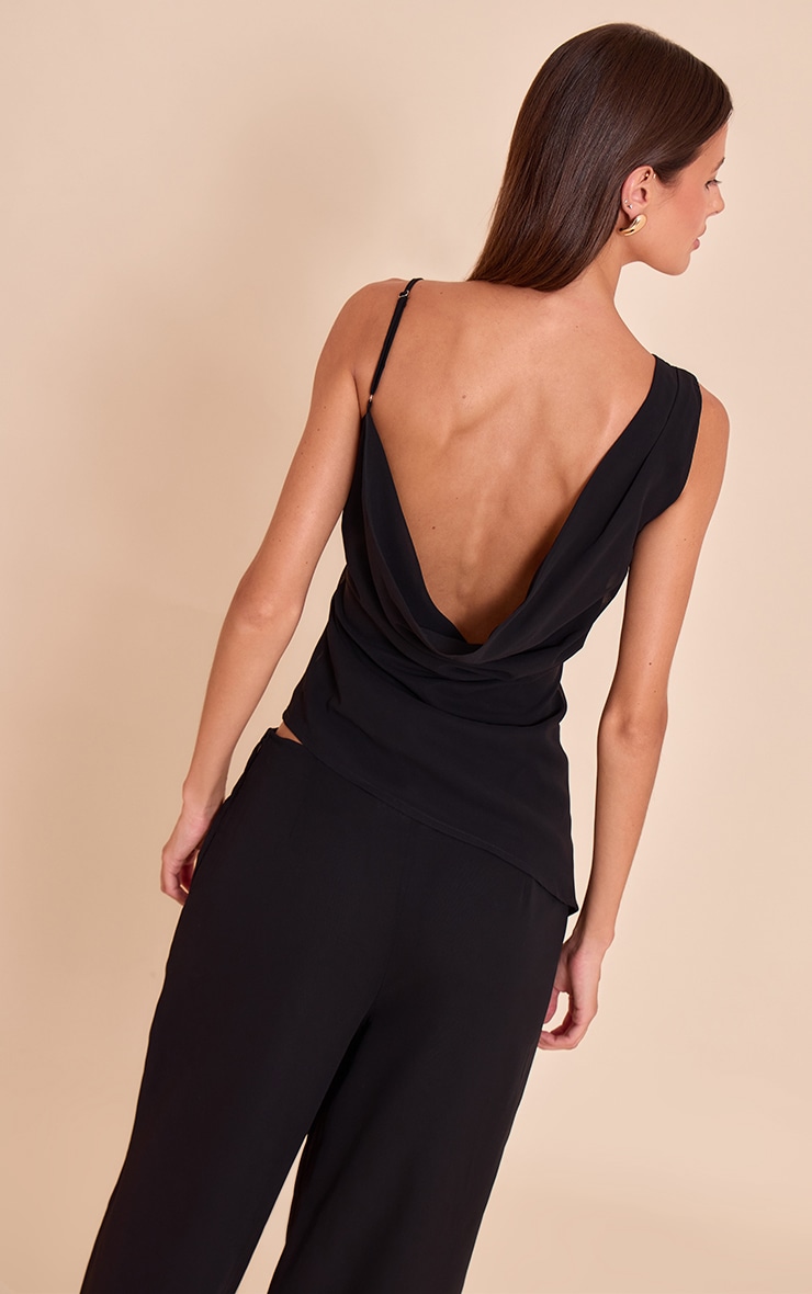 Black Chiffon Asymmetric Cami Top image 4