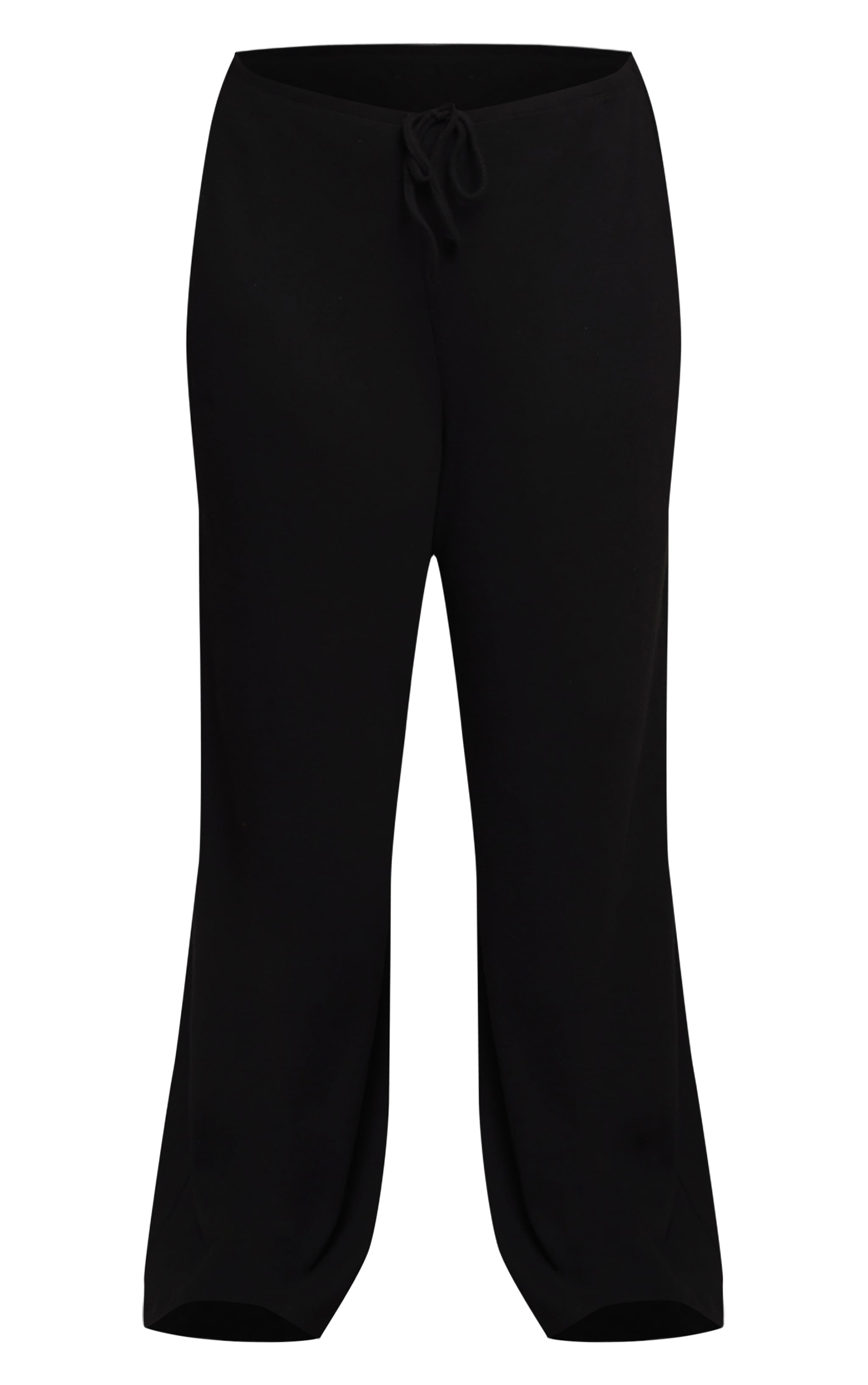 Plus Black Soft Ribbed Low Rise Wide Leg Trousers image 5