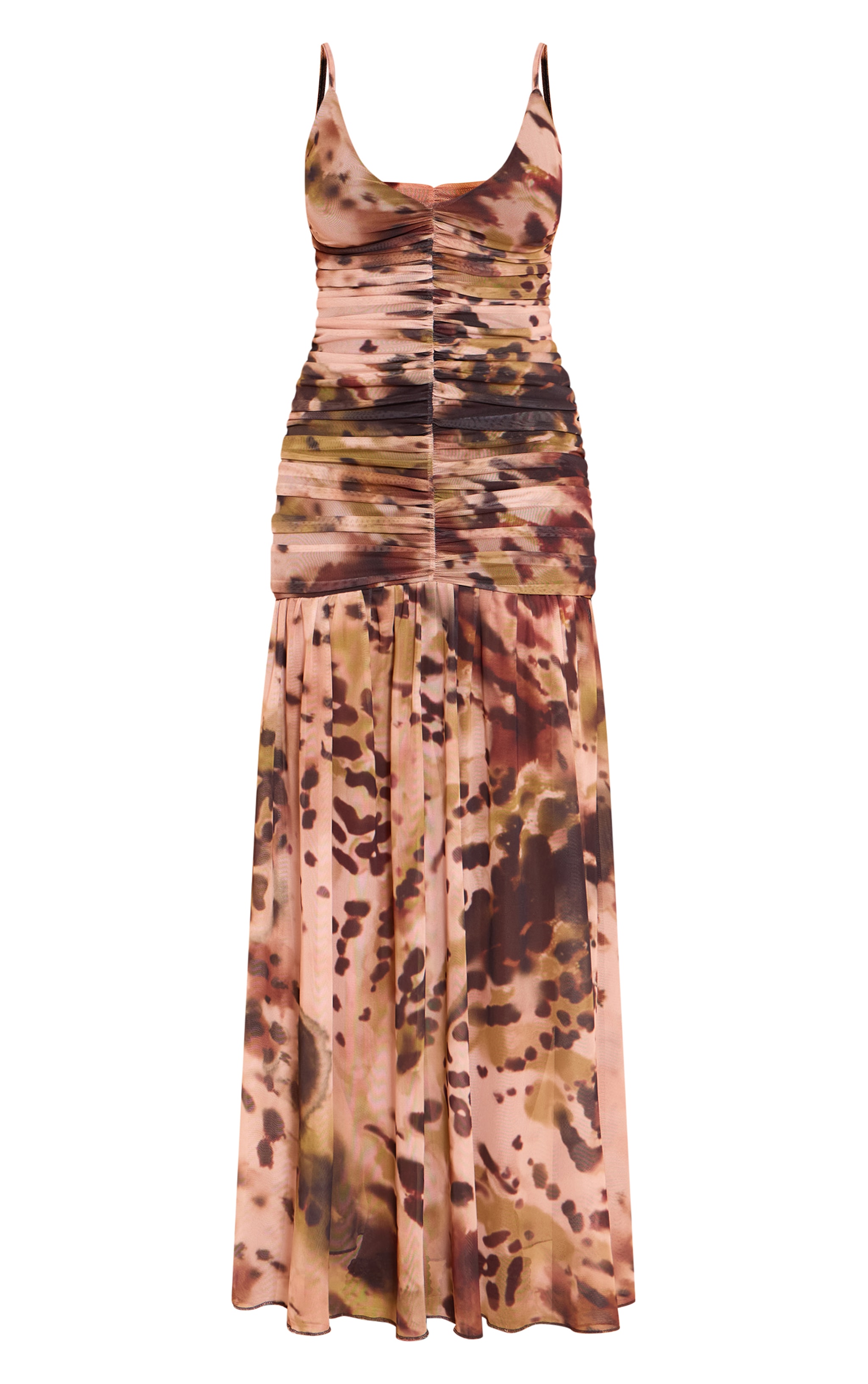 Shape Multi Printed Ruched Front Dropped Hem Maxi Dress image 5