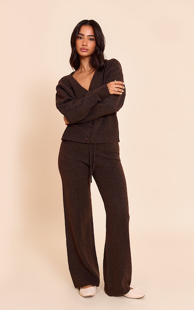 Petite Chocolate Drawstring Knitted Pants