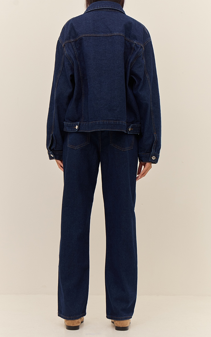 Indigo High Waist Straight Leg Jeans image 3