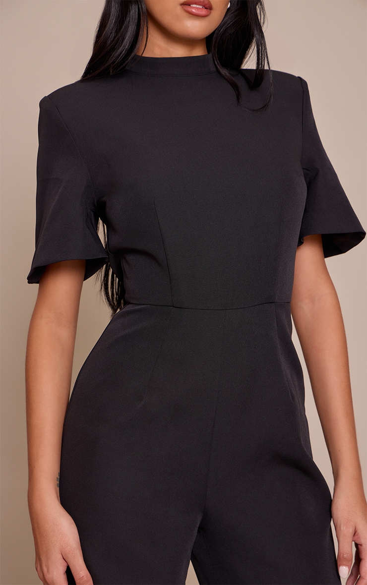 Black Tailored Short Sleeve Jumpsuit image 4