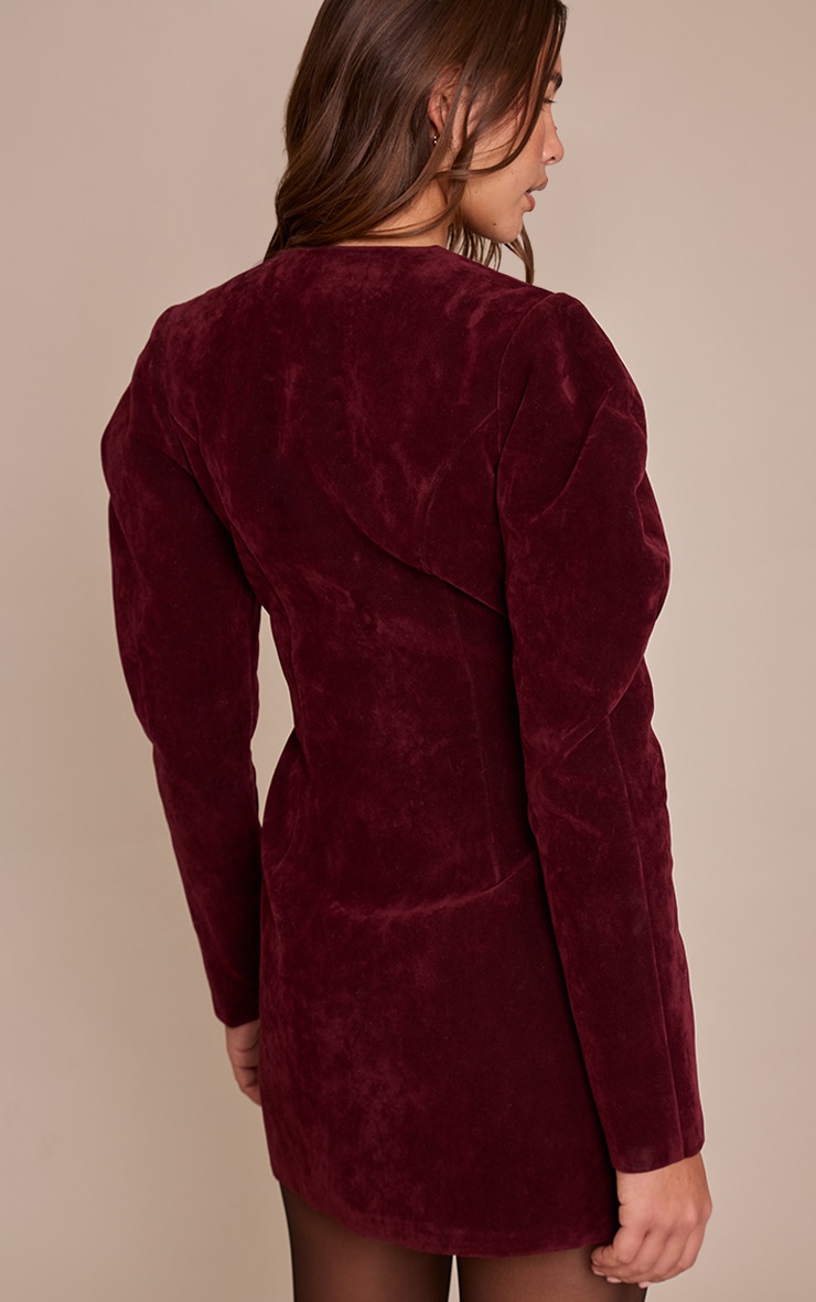 Plum Suede Zip Up Blazer Dress image 2