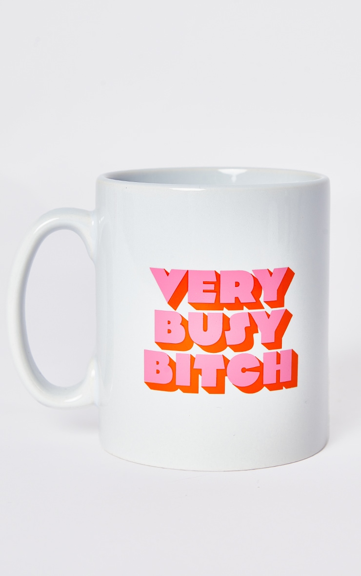 Mug blanc à slogan Very Busy Bitch image 4