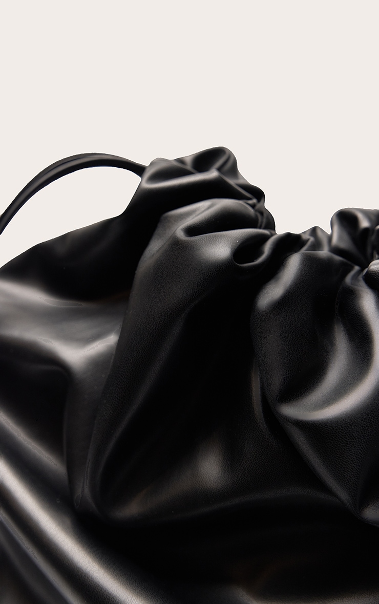 Black PU Oversized Pouch Clutch Bag image 5