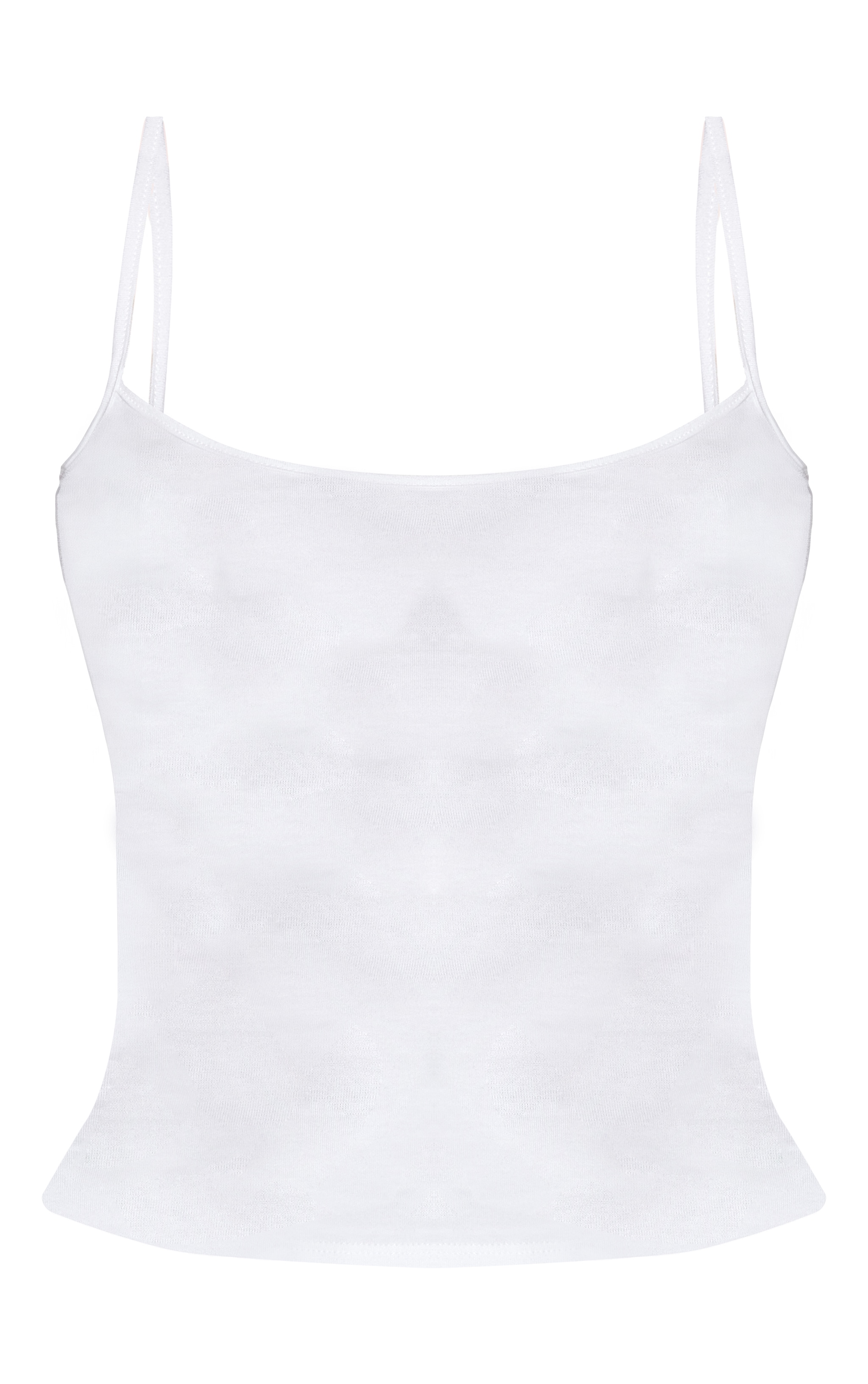 White Soft Cotton Strappy Vest Top image 5