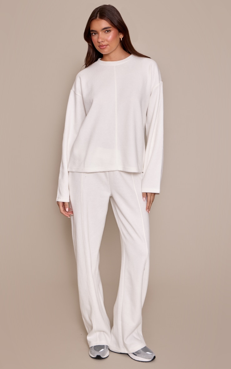 Cream Soft Rib Sweatshirt image 3