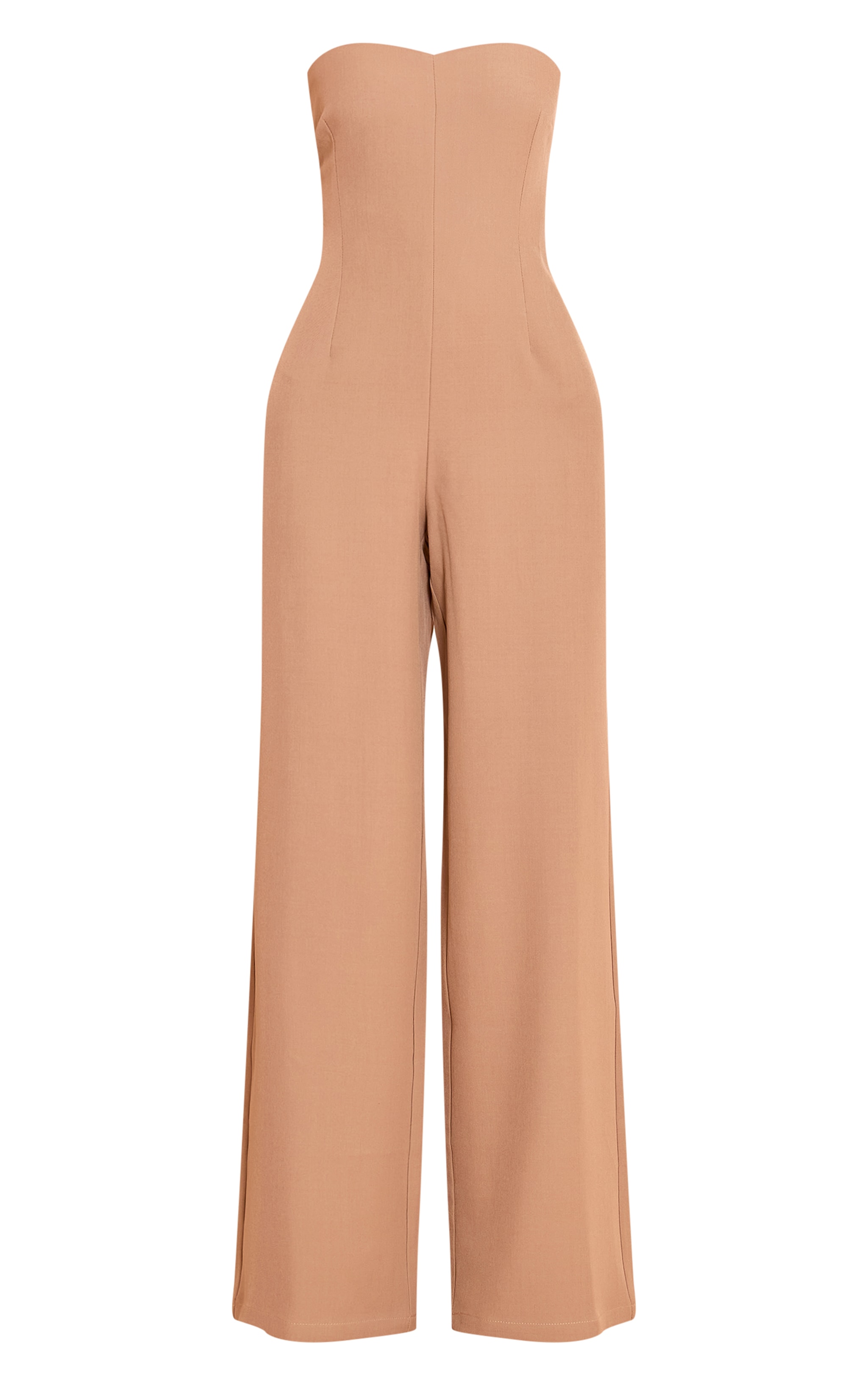 Beige Woven Sweetheart Neck Wide Leg Jumpsuit image 5