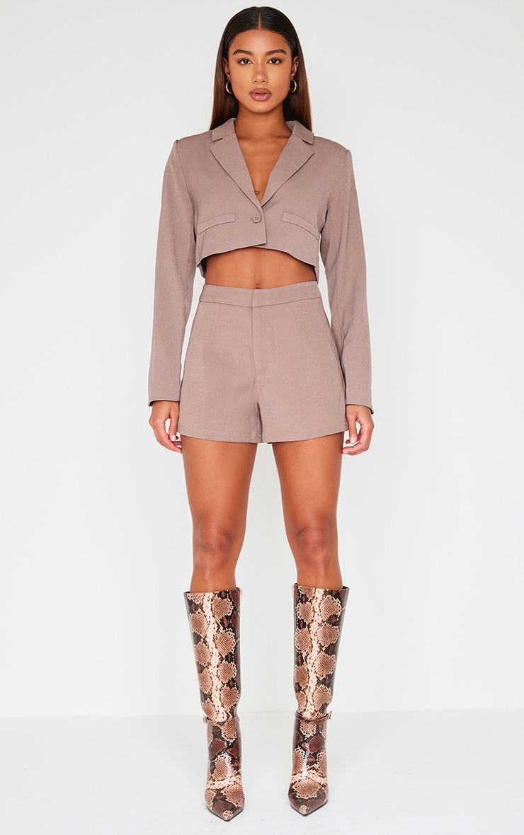Mocha Tailored High Waist Shorts image 1