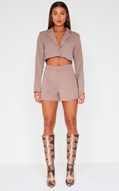 Short de tailleur café au lait à taille haute