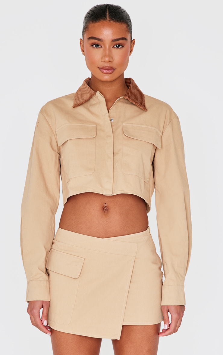 Beige Woven Cargo Wrap Mini Skirt | Co-ords