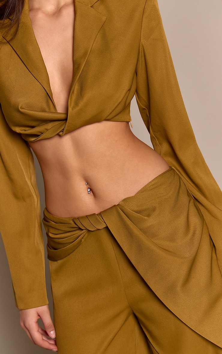 Chartreuse Twist Detail Pants image 4