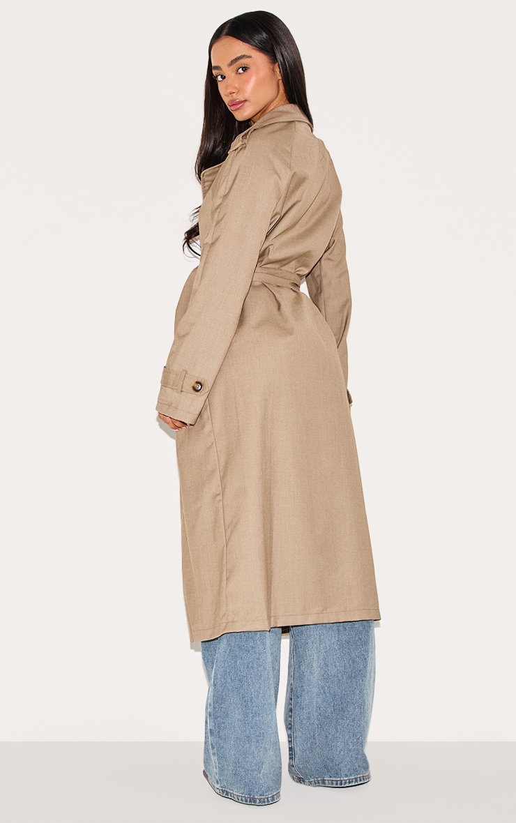 Petite Stone Tie Waist Trench Coat