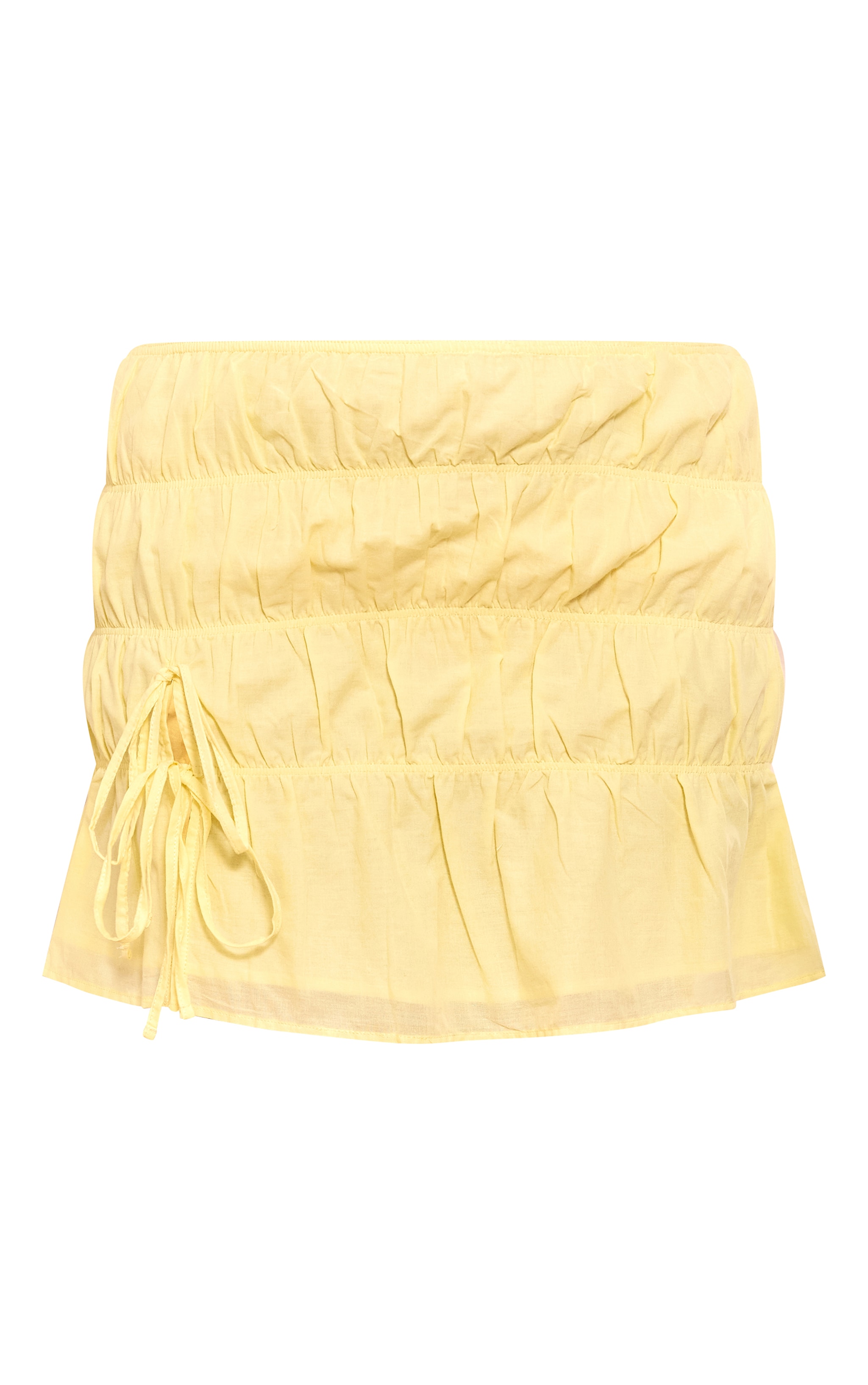 Lemon Cotton Bow Front Extreme Ruched Mini Skirt image 6
