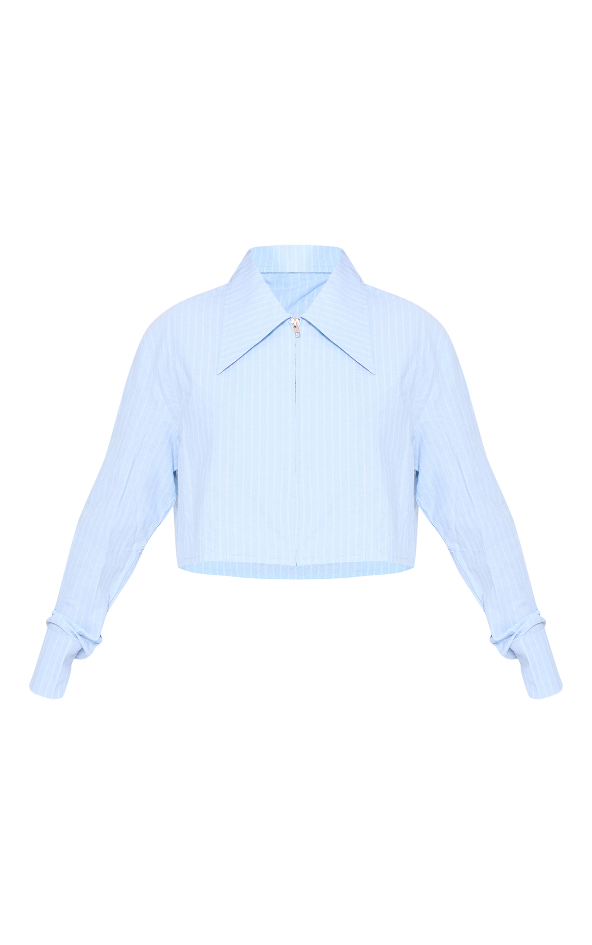 Blue Striped Cropped Shirt main image 0