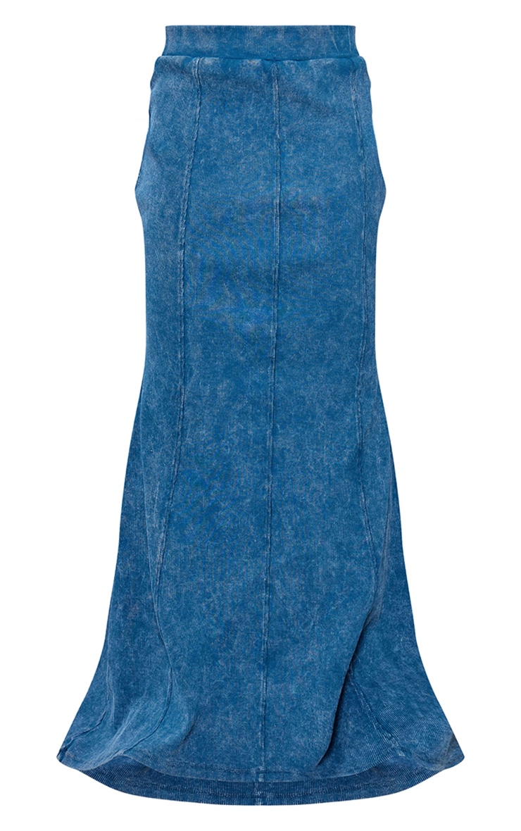 Steel Blue Acid Wash Rib Flippy Maxi Skirt image 3